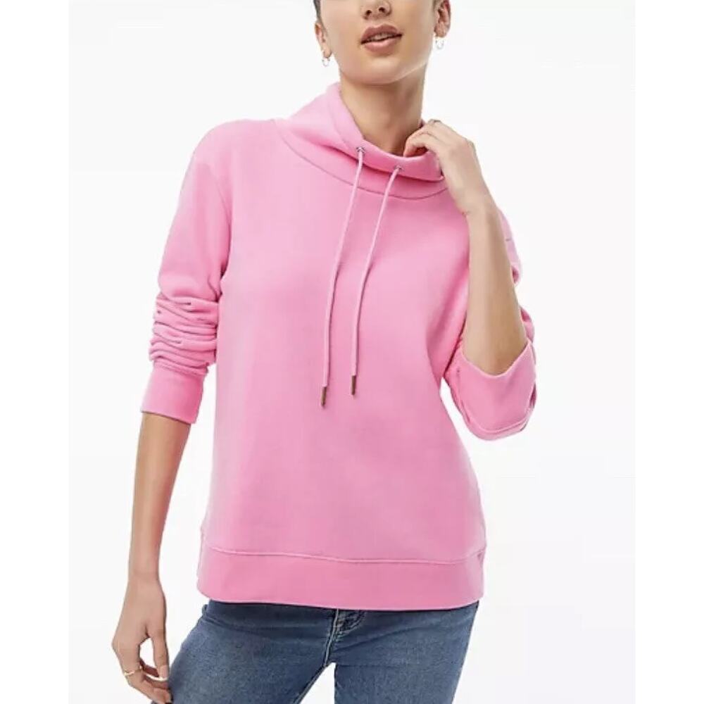 J.Crew Pink Funnelneck Sweatshirt in Cloudspun Fleece Relaxed Fit, Size Small‎